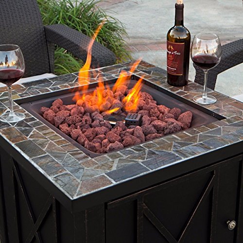 SKEMiDEX--- Gas Fire Table Bowl Cover Pit Outdoor Fireplace Propane Gas Heater Patio Provides up to 30,000 BTUs of heat Stainless steel burner Features an easy-to-use push-button electronic igniter.