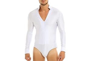 vastwit Men's Shiny Rhinestones Unitard Tops Ballroom Latin Salsa Rumba Dance Shirt Leotard Bodysuit