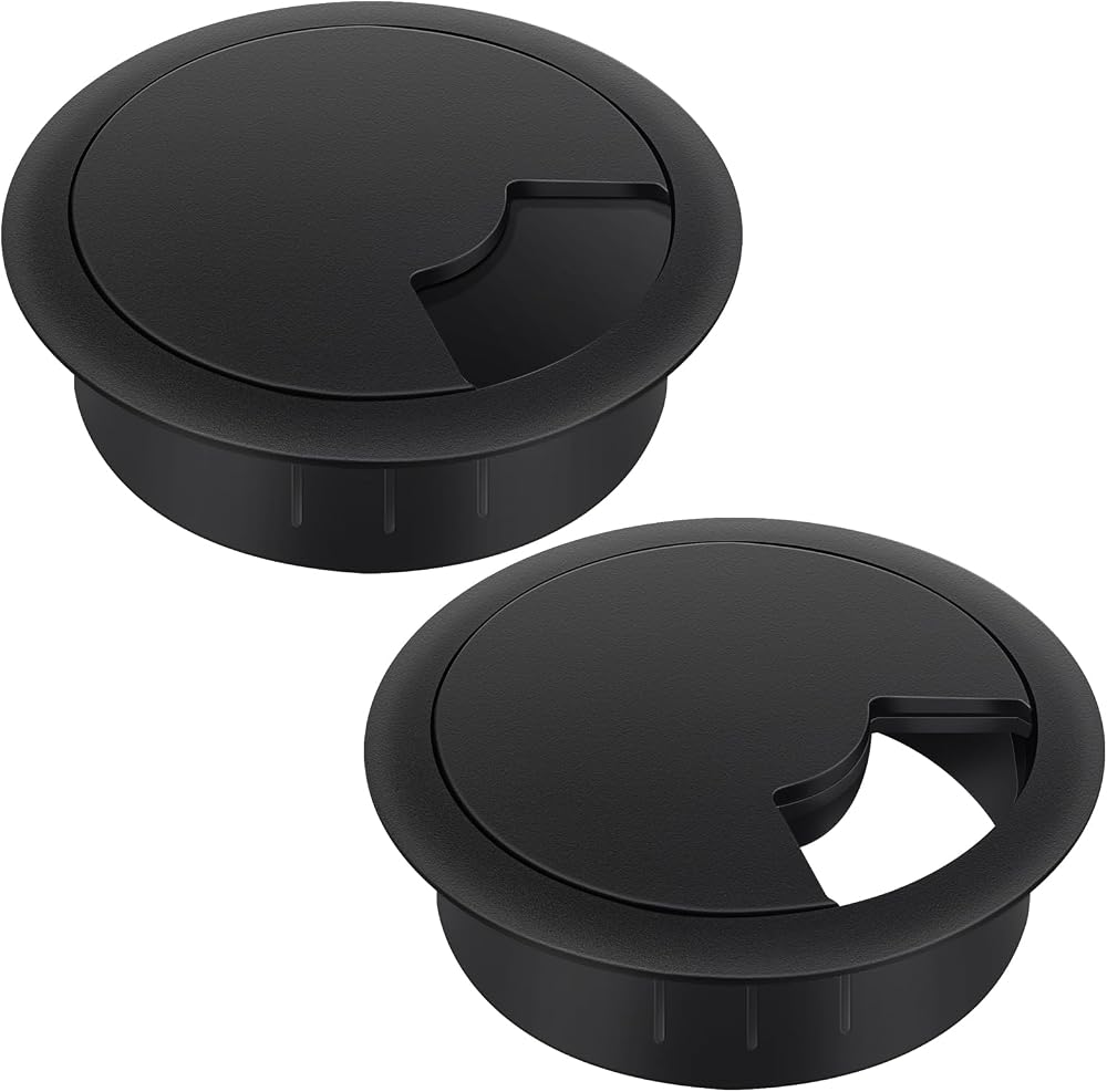 Bolatus 2 Pcs 60mm Round Desk Grommet Cable Hole Cover Office Computer Wires