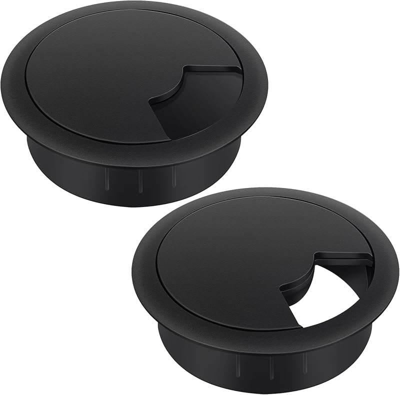 Bolatus 2 Pcs 60mm Round Desk Grommet Cable Hole Cover Office Computer Wires