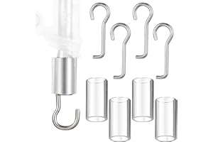 Ninehaoou 4 Set Wand Wire and Sleeve Collar for Horizontal Mini Blinds Wand Replacement with Hook Window Blind Repair Parts with 1 Inch Square Headrails for Window Opener Accessory