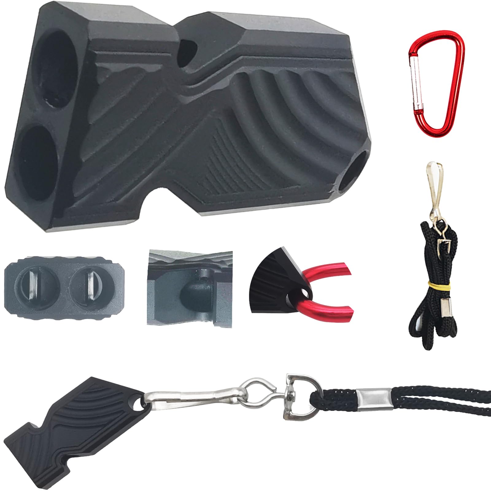 CTRICALVER Whistle, Aluminium Alloy Survival Whistle, Emergency Whistle, Double Tubes High Decibel Safety Whistles, with Keychain and Lanyard for boating, outdoor, camping hiking, Twill black