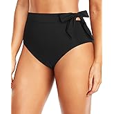 Zmart High Waisted Bikini Bottoms - Women's Full Coverage Bathing Suit Tummy Control Swimsuit with Tie Side Knot Bottom