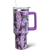 puhnhsv 40 oz Schnauzer Tumbler with Handle, Insulated Stainless Dog Tumbler Coffee Travel Mugs Cup Water Bottle Schnauzer Lovers Gifts for Women Girls