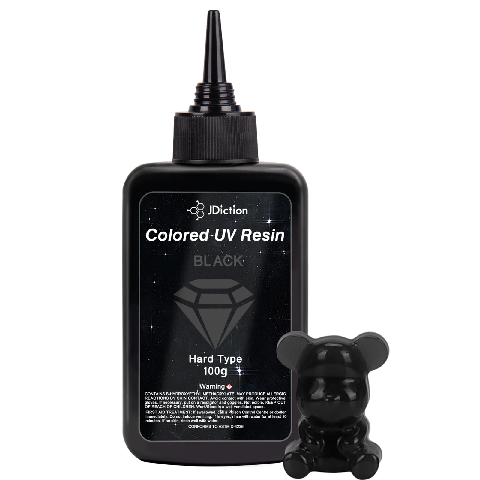 JDiction UV Resin Black, 100g Coloured UV Resin Odorless and Hard UV Resins Kit for Jewelry Making, Colored Resins Casting and Coating, Crafts and Decoration