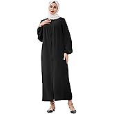 AWIBMK Women Abaya Dubai Stand Collar Zip Up Prayer Dress with Pockets Muslim Arabian Robe Modest Islamic Clothing