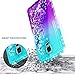 Galaxy Note 4 Case with Tempered Glass Screen Protector for Girls Kids Women, NageBee Glitter Liquid Sparkle Bling Floating Waterfall Diamond Cute Case for Samsung Galaxy Note 4 -Aqua/Purple
