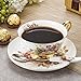 Panbado 3 Piece Bone China Tea Cup and Saucer Set with Spoon, Porcelain Coffee Cup Set 6.8 Ounce, Service for 1, Flower