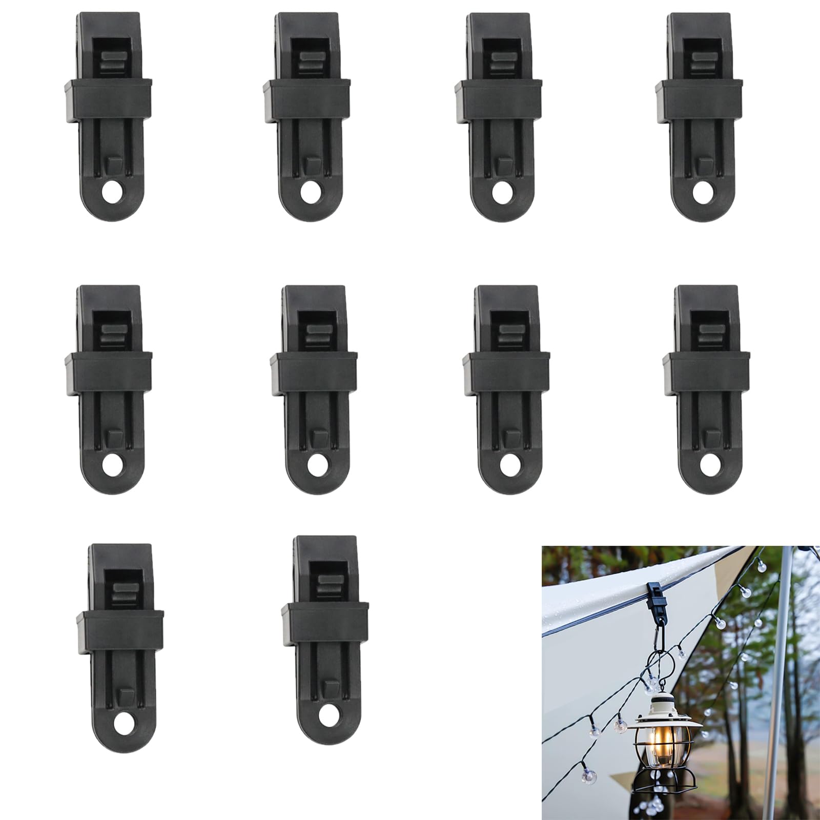 BNFGD 10Pcs Adjustable Heavy Duty Lock Grip for Tarp & Shade Cloth, Windproof Black Plastic Clips, Reusable Tarp Clamps for Canopy Outdoor Camping