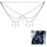 Punk Gothic Chain Belt for Women, Adjustable Edgy Gothic Waiet Leather Chain Belt for Rave Festival Rock