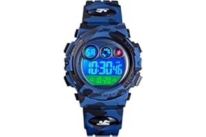 FIZILI Boys Watch Digital Sports Waterproof Outdoor Kids Watches Alarm Clock 12/24 H Stopwatch Calendar 3-15 Year Old Boys Girls Wristwatch