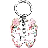 OEHEDOU Aunt Gifts Auntie Gift Ideas Aunts Birthday Gifts From Niece Nephew Butterfly Aunt Keychain Christmas Gift For Auntie Best Aunts Present For Birthday Christmas Valentines Day Easter