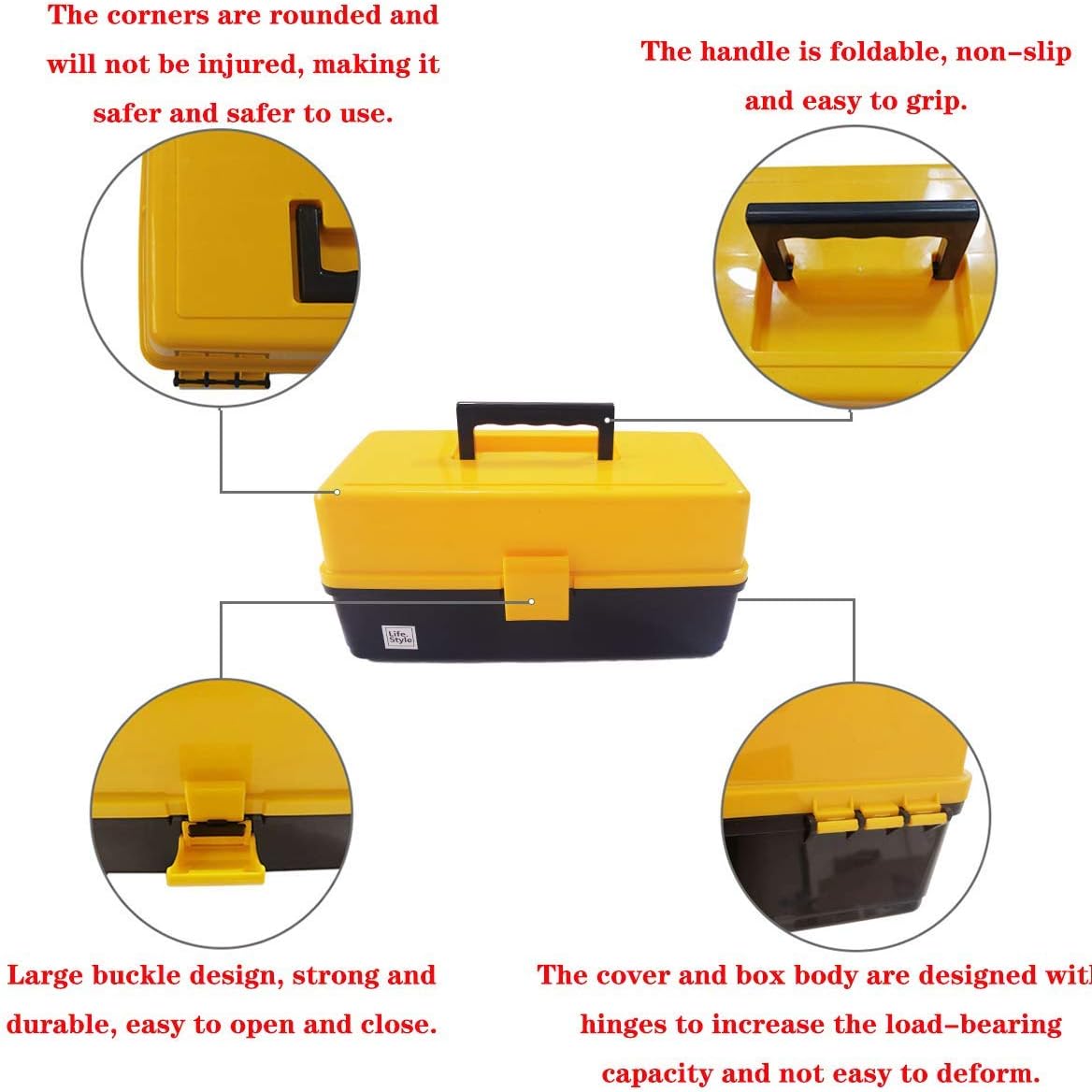 WEWLINE Portable Multi-function Tool Box,Plastic Toolbox with Organizer Tray and Divider,Household Folding Three-layer Tools Box Organizer: Home Improvement