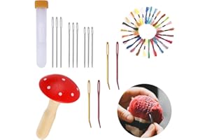 JUSTDOLIFE Darning Supplies Kit Lovely Wooden Mushroom Darner for Sewing Darning Needle Darning Mushroom