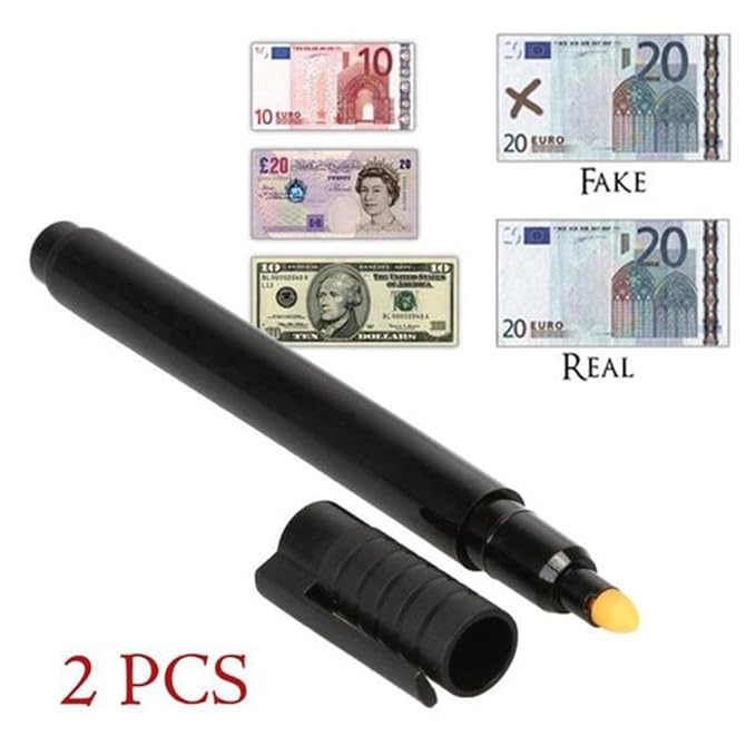 NUOLUX 2pcs Detector de dinero Bolígrafo Bolígrafo Tester en efectivo Monedero Checker Blacklight Pen: Amazon.es: Hogar