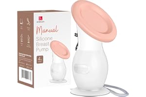 HORIGEN Manual Breast Pump for Breastmilk, 4 Ounce BPA-Free & Food Grade, Portable Leak-Proof Lid & Suction Base Silicone Wearable Hand Pump Collectors for Expressing Milk, Home, Work, Travel