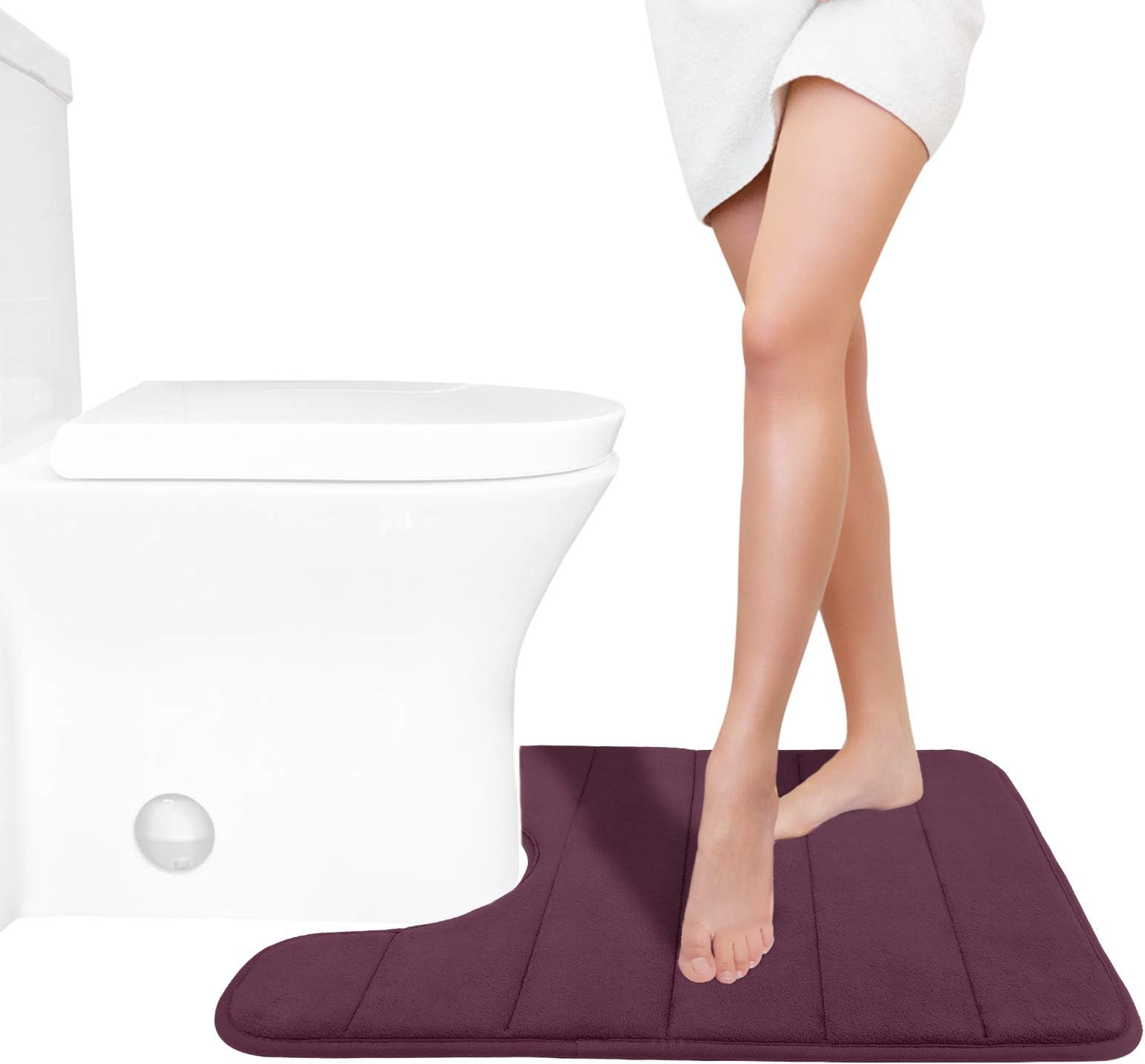 Yimobra Memory Foam Toilet Bath Mat U-Shaped, Soft and Comfortable, Water Absorption, Non-Slip, Thick, Machine Wash and Easy to Dry for Bathroom Commode Contour Rug, 24 X 20 Inches, Potent Purple ๅๅๅ็งฐ