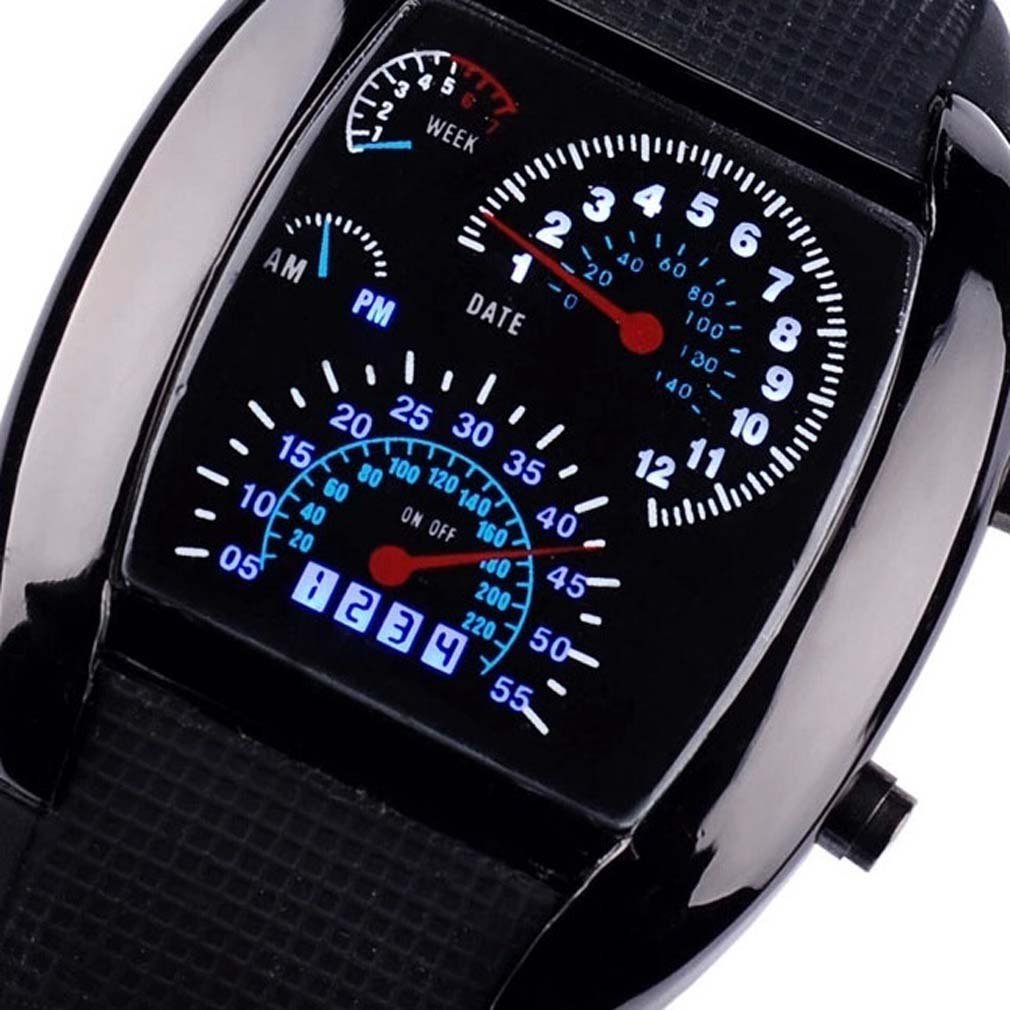 Car Dashboard Tachometer Style Unisex Flash Quartz LED