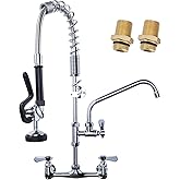 iVIGA Commercial Kitchen Faucet Wall Mount with Pre-Rinse Sprayer 8 Inch Center Wall Mount Kitchen Sink Faucet with 9.6" Add-on Swing Spout 25" Height Faucet with Pull Down Spray