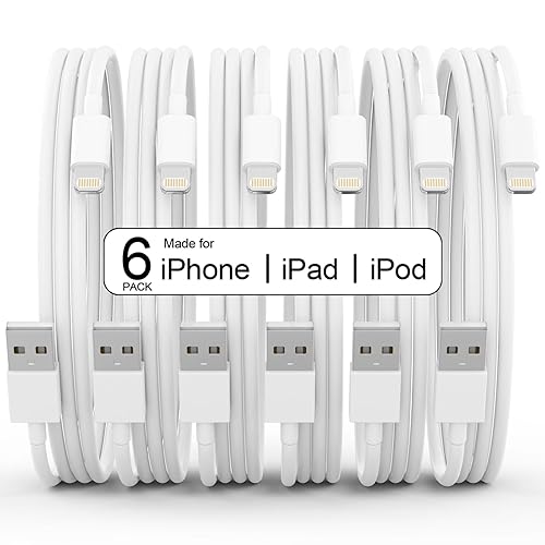 Charging Cord Lightning Cable Walmart 6Pack(3/3/6/6/6/10 FT)[Apple MFi