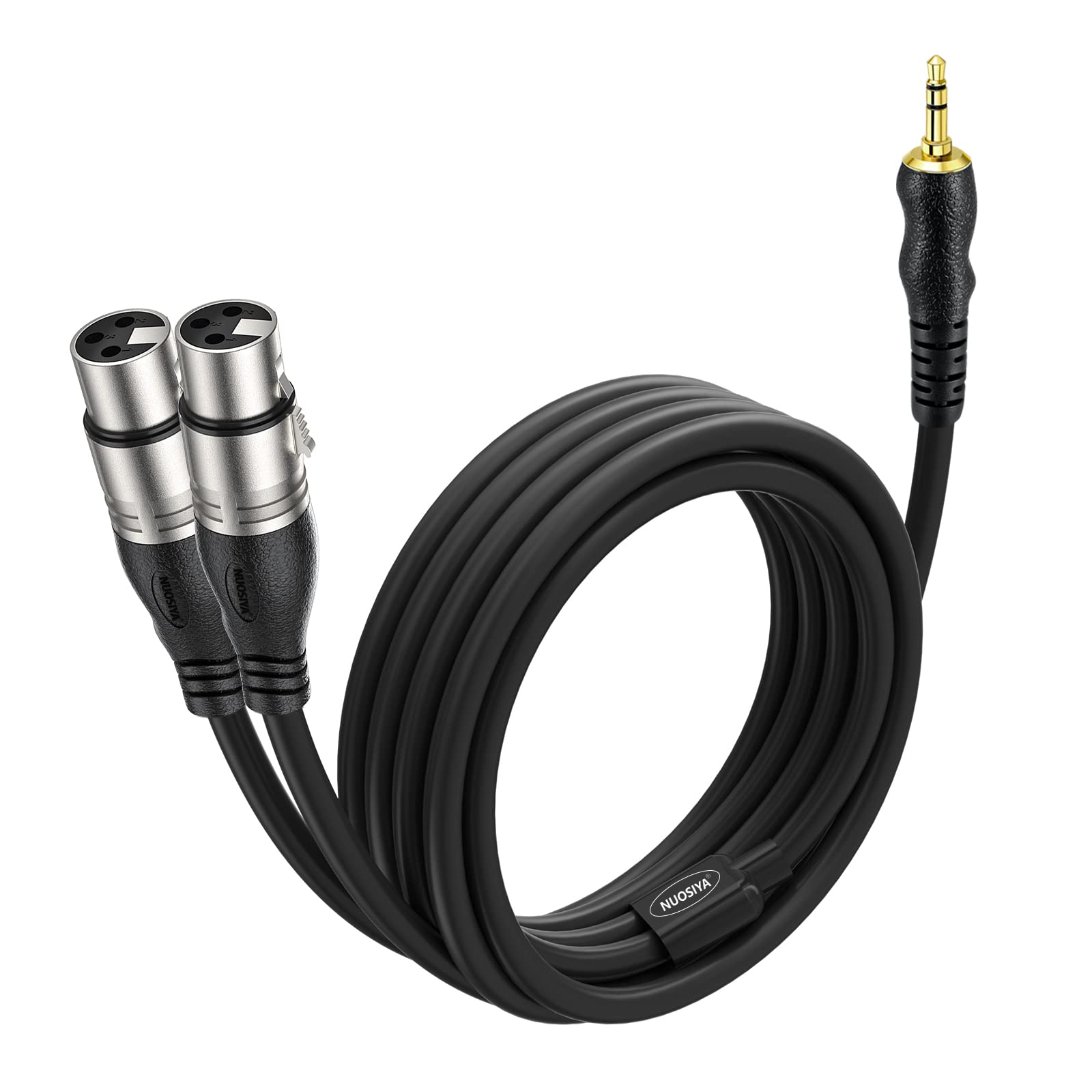 NUOSIYA 3.5mm Mini jack to Dual XLR Female Cable 2M, Unbalanced 1/8 inch Aux Stereo to Balanced Female xlr microphone Cable, Y-Splitter Cable