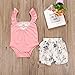 FEITONG Toddler Baby Girls Outfit Clothes Lace Romper Jumpsuit+ Floral Short Pants (6-12 Months, Pink)