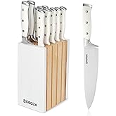 GOODA Knife Set with Block,11 Pieces High Carbon Stainless Steel Kitchen Knife set with Wooden Block,Dishwasher Safe Cooking 