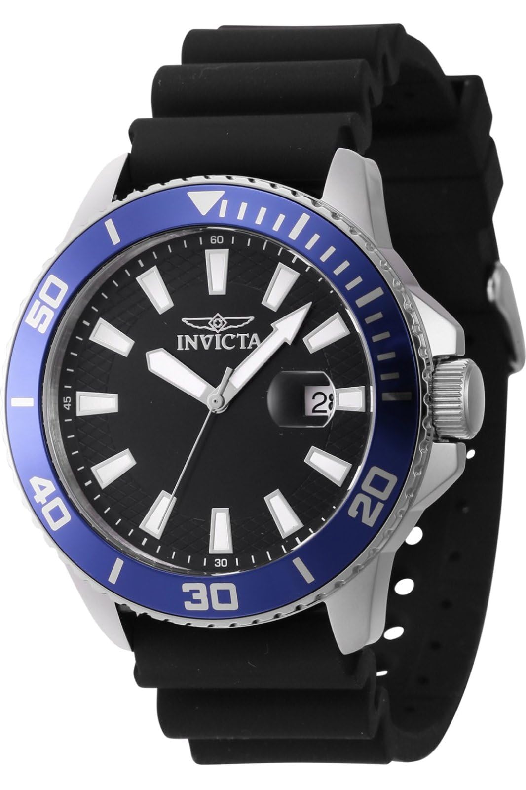 Invicta Men’s Pro Diver 45mm Silicone Quartz Watch, Black (Model: 46089)