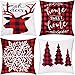 Jetec 4 Pieces Christmas Pillow Case Buffalo Plaid Throw Cushion Cover Linen Pillow Winter Decorations, 18 by 18 Inch