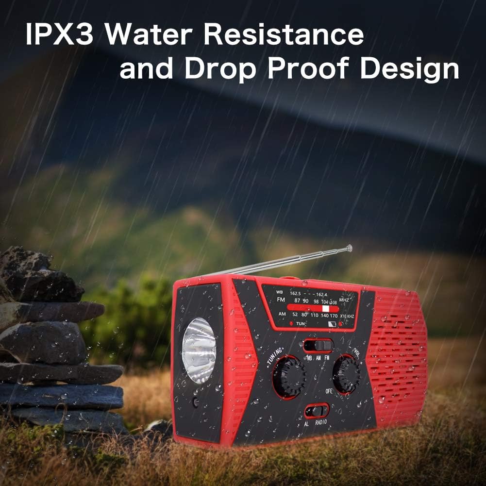 2020 Upgraded Emergency Solar Hand Crank Radio, RegeMoudal Hand Crank AM/FM/NOAA Weather Radio with Flashlight, Reading Lamp, 2000mAh Power Bank,USB Cell Phone Charger and SOS Alarm: Electronics