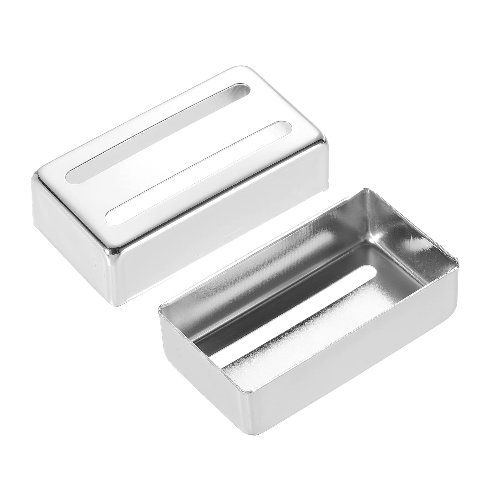 PATIKIL Guitar Pickup Cover Two Slot Double Coil Brass Pickup Cover for Electric Guitar Silver 2 Pack