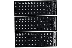 Keyboard Stickers Replacement Spanish Non-Transparent with Black Background on White Lettering for Laptops Desktops 3PCS Nice