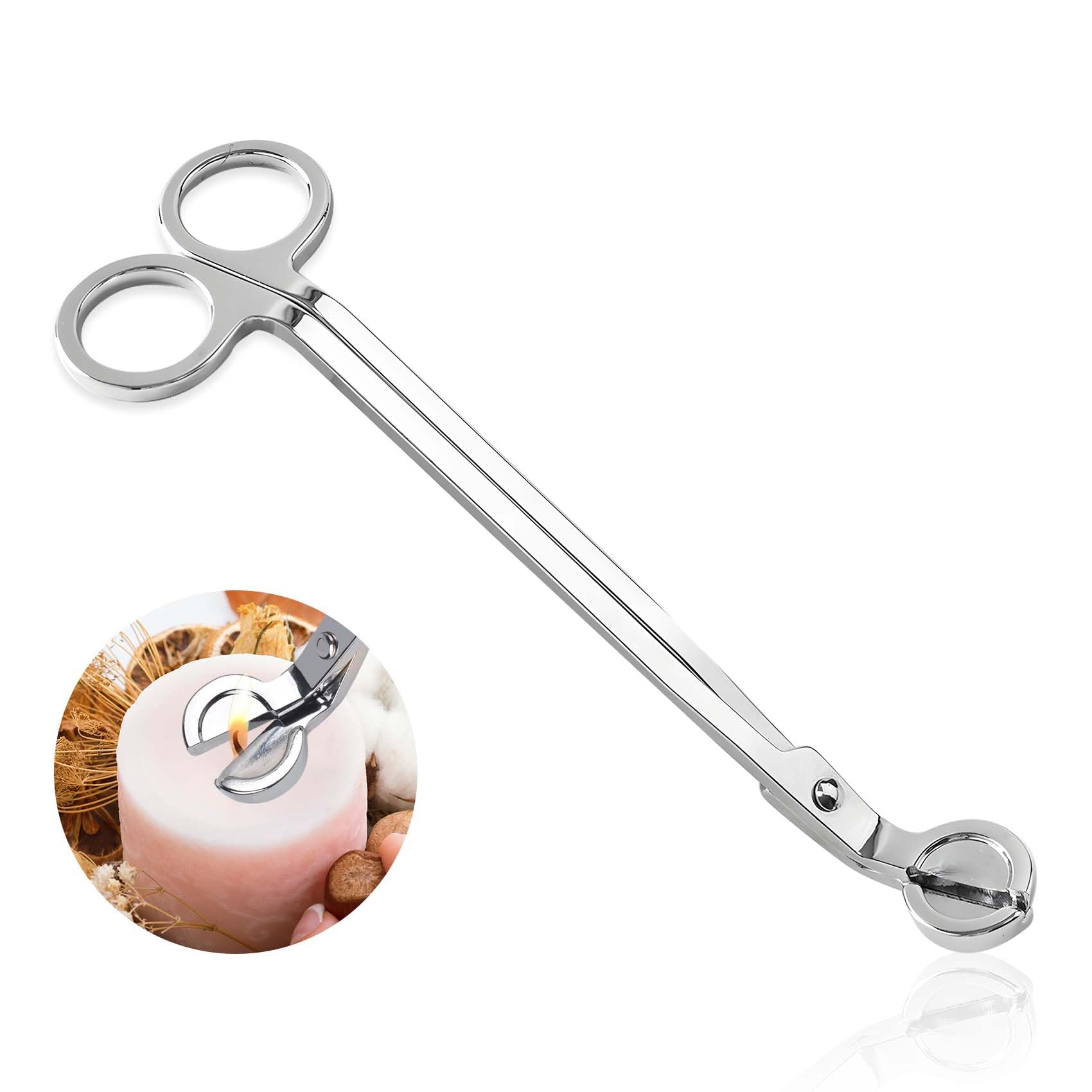 Cuayaes Candle Wick Trimmer Stainless Candle Wick Cutter Wick Clipper Wick Scissor Oil Lamp Candle Accessories Trimmer(Silver)