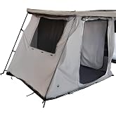 Overland Vehicle Systems HD Nomadic 270/180 Degree Awning Annex Room Enclosure &ndash; Grey Body with Green Trim &ndash; Heavy Duty Outdoor Shelter for Camping, Overlanding, SUVs &amp; Trucks
