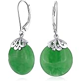 Western Style Filigree Lever Back Blue Red Green Black Gemstones Flat Round Circle Disc Dangle Drops Earrings For Women .925 Sterling Silver