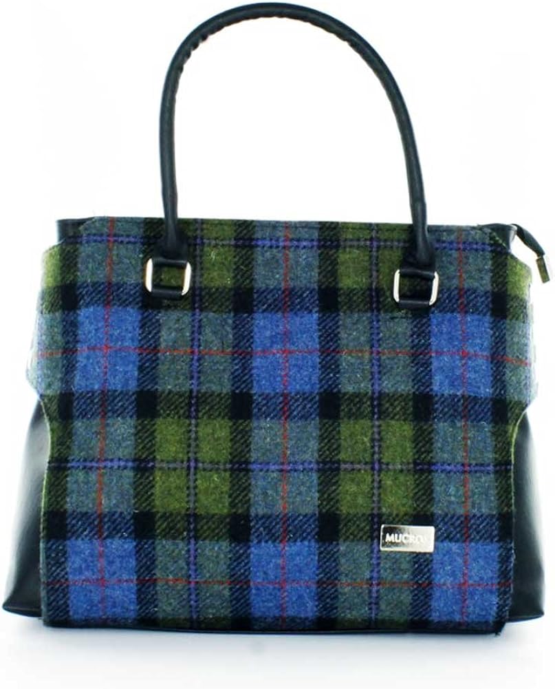 blue tartan bag