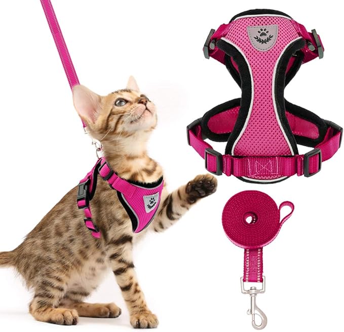 Pet Supplies PUPTECK Cat Harness and Leash Escape Proof Reflective Pet Vest Harnesses for