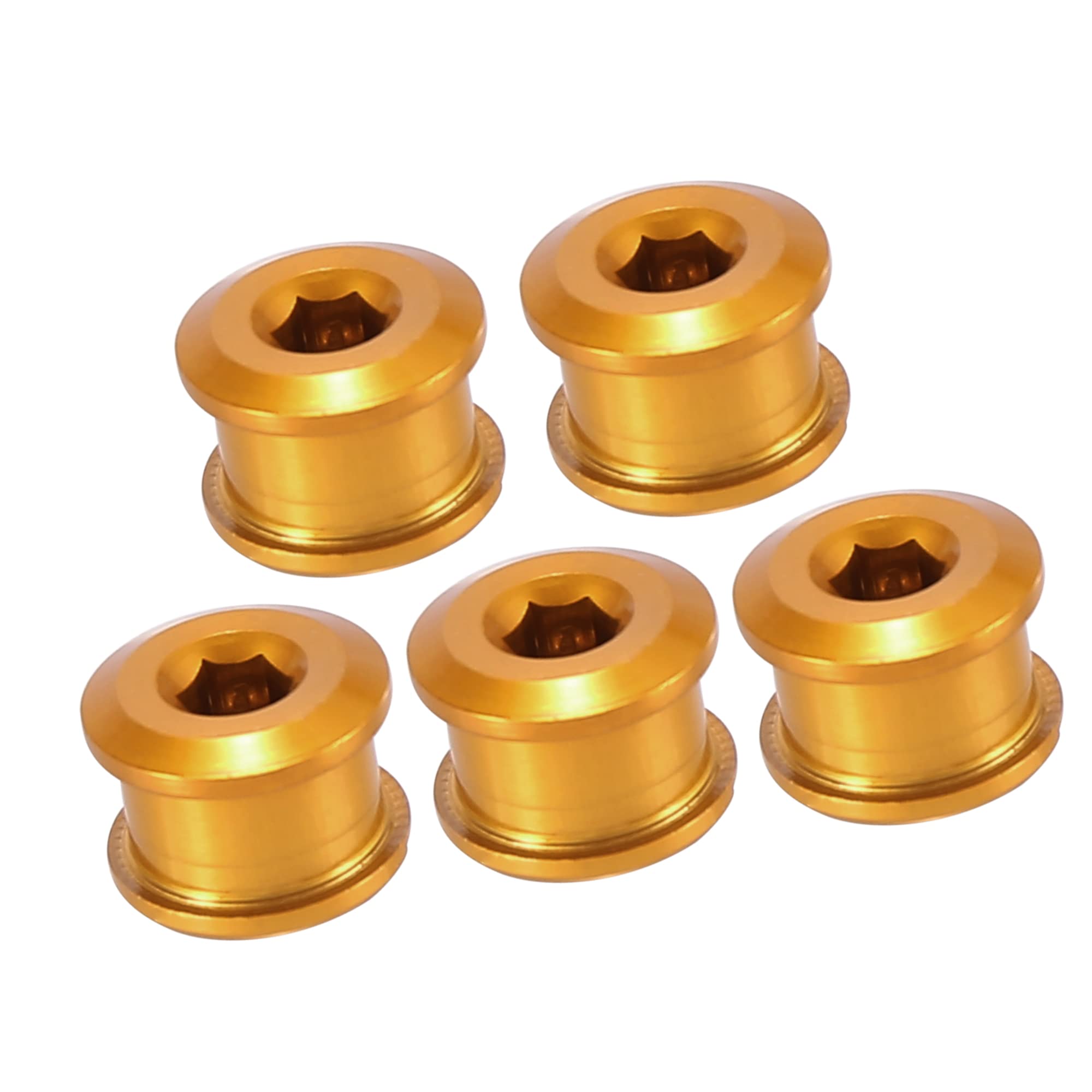 A ABSOPRO Bike Chainring Nuts Bike Chain Ring Bolts Nut Gold Tone (Set of 5)