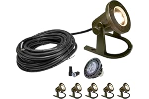 COLOER Brass Underwater Lights(Bronze) 6 Pack with 5W LED MR16 Bulb 12V Low Volatge Submersible Waterfall Pool Fountain Light IP68 Waterproof Pond Lights for Underwater or Outside Water as Spotlight