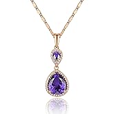 TIMEMATRIX Blue/Green/Red/Purple/White Waterdrop Cubic Zirconia Gamstone Pendant Necklace for Women for Gift.