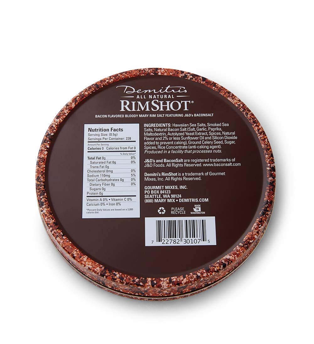 Demitri's Bacon RimShot, Spiced Rim Salt, 4 Ounce Tin : Bloody Mary Cocktail Mixes : Grocery & Gourmet Food