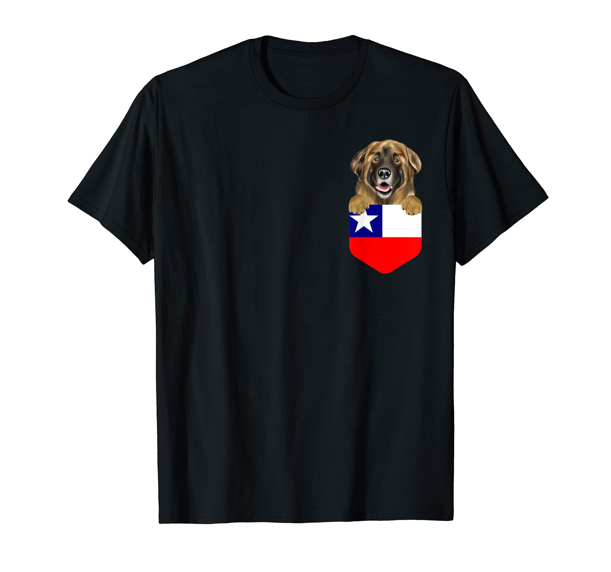 Chile Flag Leonberger Dog In Pocket T-Shirt