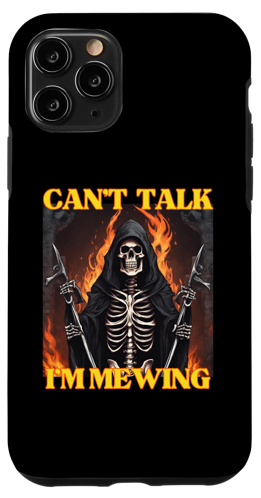 iPhone 11 Pro Can’t Talk I'm Mewing Funny Cringe Hard Skeleton Meme Case