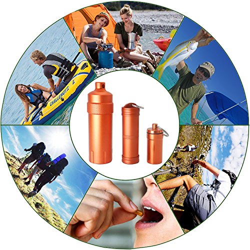 PPFISH 3 PCS Military Grade Air-Tight EDC Accessory Case, Pill Fob Capsule Keychain, Waterproof Match Case Battery Holder, Outdoor Survival Storage Metal Container Dry Box - Thumbnail 6