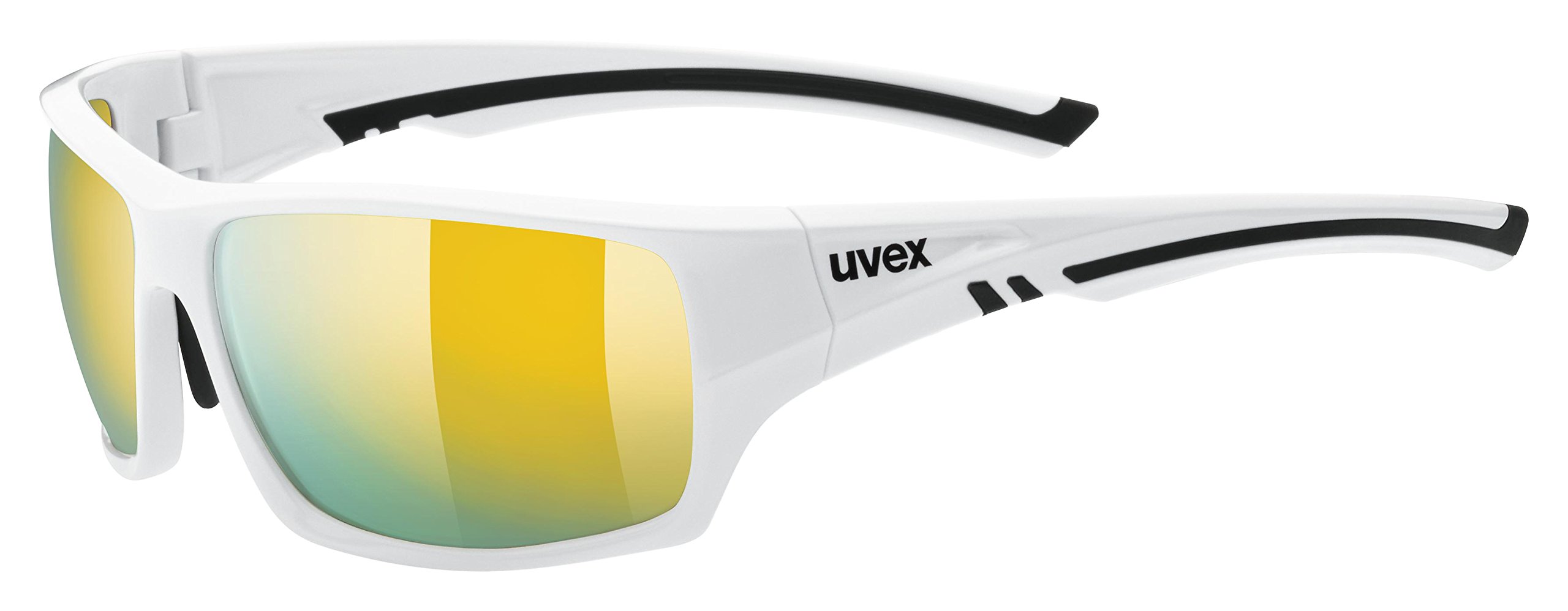uvex Sportstyle 222 Pola - Sports Sunglasses for Men and Women - Polarized Lenses - Comfortable & Non-Slip - White/Yellow - One Size