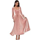 DVBTRGN Long Sleeve Velvet Bridesmaid Dresses for Women Pleated Formal Evening Party Gown