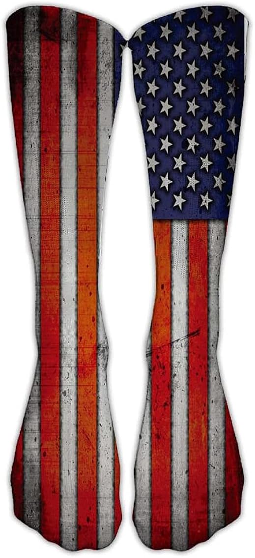 American Flag Man Socks Patriotic Sock USA Flag Long High Knee Soccer