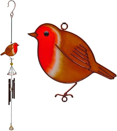 Jones Home & Gift Multicolor Metal Robin Windchime 51cm Garden Décor