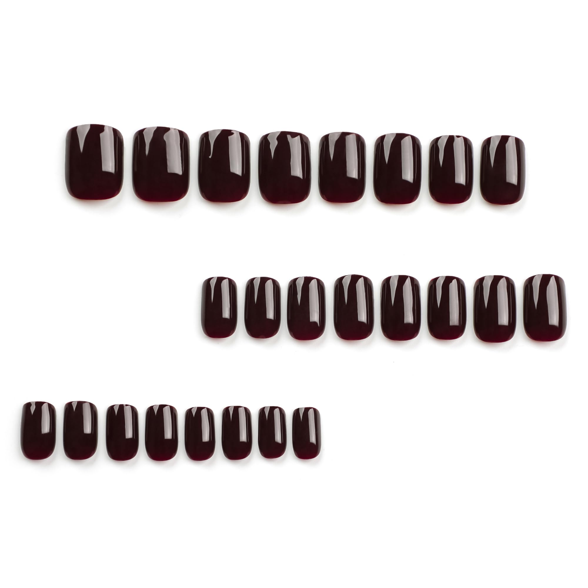 Short Press on Nails Square Shaped Fake Nails Brown False Nails Pure Dark Brown Glue on Nails Full Cover Acrylic Nails Cute Stick on Nails Simple Reusable Artificial Nails for Nail Manicure Decoration - Image 4