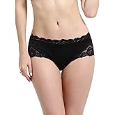 Verano Women's Crotchless Underwear Lace band Briefs Panties Silky Bikini